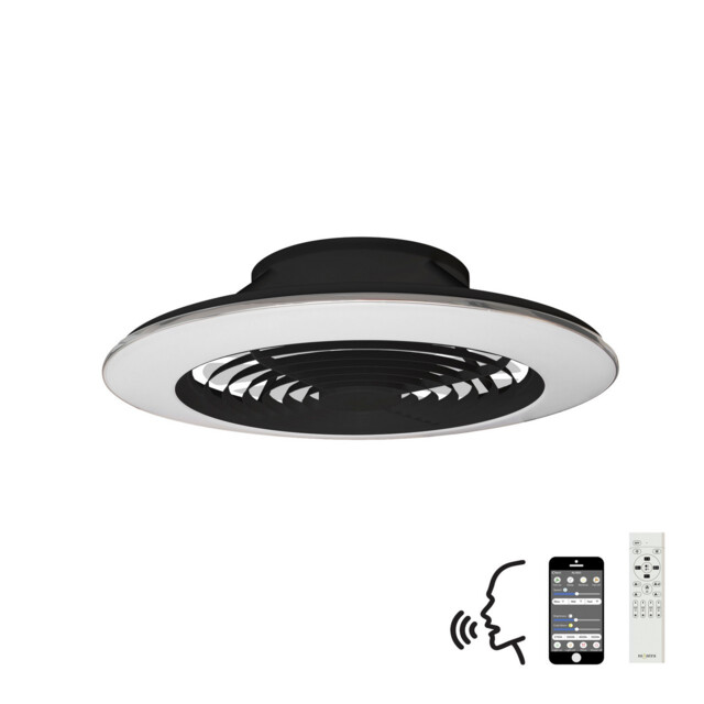 Alisio XL LED Dimmable Ceiling Light & 58W DC Reversible Fan, Black, Remote Control, APP & Alexa/Google Voice Control - image 1