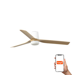 Punt Tub 130cm Smart LED Ceiling Fan White, Light Wood Blades - thumbnail 1