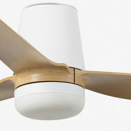 Punt Tub 130cm Smart LED Ceiling Fan White, Light Wood Blades - thumbnail 3