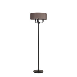 Banyan 3 Light Switched Floor Lamp With 45cm x 15cm Faux Silk Fabric Shade Matt Black/Grey - thumbnail 5