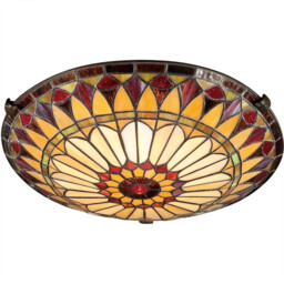 West End 2 Light Flush Ceiling Light Vintage Bronze, Tiffany Glass, E27 - thumbnail 3