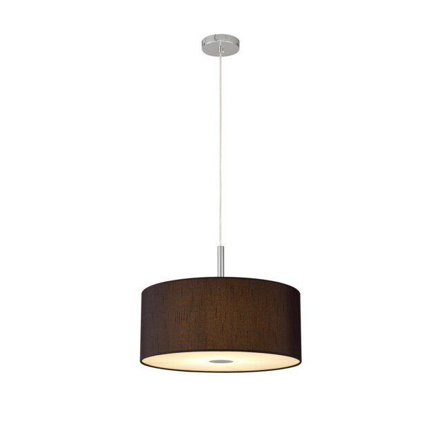 Baymont Polished Chrome 3 Light E27 Single Pendant With 40cm x 18cm x 18cm Faux Silk Shade, Black/White Laminate - image 1