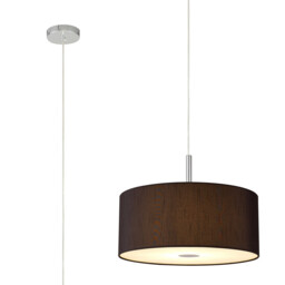 Baymont Polished Chrome 3 Light E27 Single Pendant With 40cm x 18cm x 18cm Faux Silk Shade, Black/White Laminate - thumbnail 5