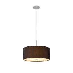 Baymont Polished Chrome 3 Light E27 Single Pendant With 40cm x 18cm x 18cm Faux Silk Shade, Black/White Laminate