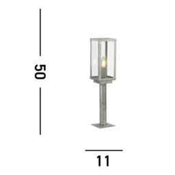 Box II 500mm Outdoor Post, Silver & Clear Glass, IP44 - thumbnail 3