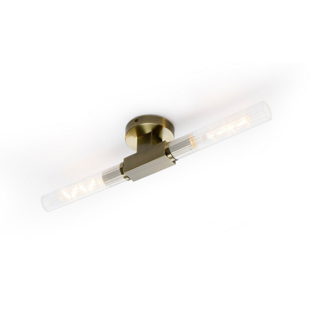 Conesville Bathroom 2 Light Wall Lamp, Ceiling Lamp, E27, IP44, Antique Brass - image 1