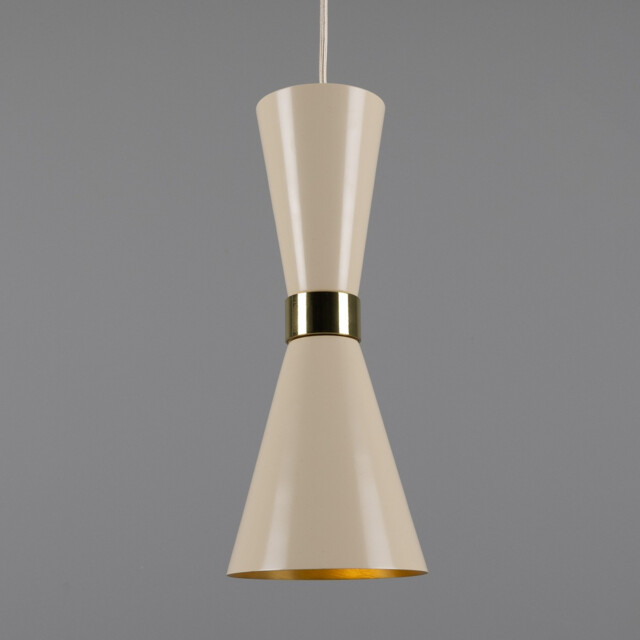 Cairo Coloured Pendant Light, Polished Brass, Vanilla Cream - image 1