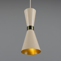 Cairo Coloured Pendant Light, Polished Brass, Vanilla Cream - thumbnail 3