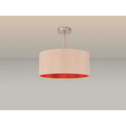 Baymont Satin Nickel E27 Semi Flush With 40cm x 18cm Dual Faux Silk Shade, Antique Gold/Ruby - thumbnail 2