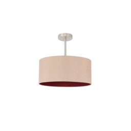 Baymont Satin Nickel E27 Semi Flush With 40cm x 18cm Dual Faux Silk Shade, Antique Gold/Ruby - thumbnail 5