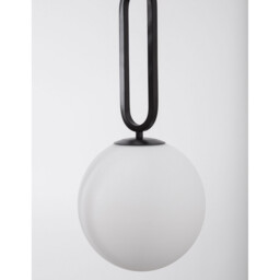 Grus 20cm Globe Pendant Ceiling Light Matt Black Metal Opal Glass LED E27 - thumbnail 5