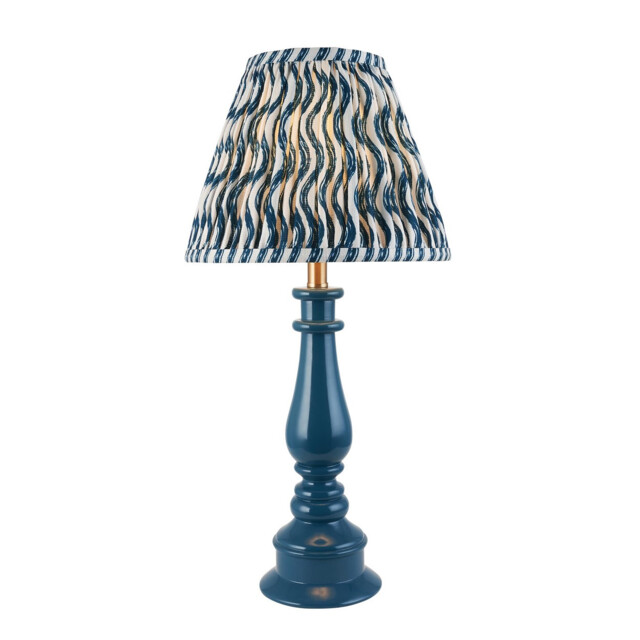 Myrtle Marlin Blue Table Lamp with Marlin Blue Fabric Ripple Shade 25cm B22 - image 1