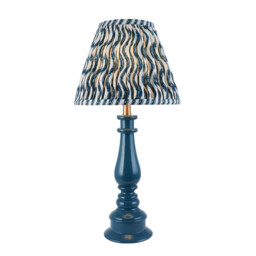 Myrtle Marlin Blue Table Lamp with Marlin Blue Fabric Ripple Shade 25cm B22 - thumbnail 1