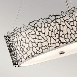 Silver Coral 4 Light Oval Ceiling Island Pendant Bar Pewter, E27 - thumbnail 5