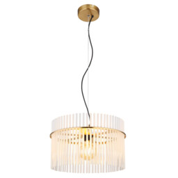 Gorley Pendant Ceiling Light Gold Colours Matt Opal Glass Shade 1x E27 - thumbnail 1