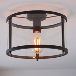 Hopton Decorative Flush Ceiling Lamp, Matt Black, Glass - thumbnail 2