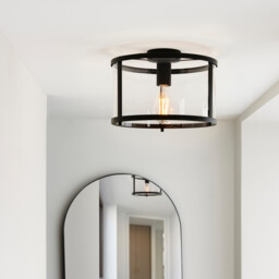 Hopton Decorative Flush Ceiling Lamp, Matt Black, Glass - thumbnail 3