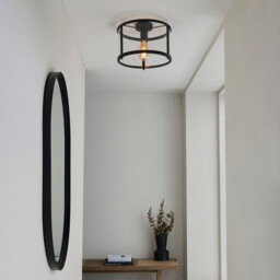 Hopton Decorative Flush Ceiling Lamp, Matt Black, Glass - thumbnail 5