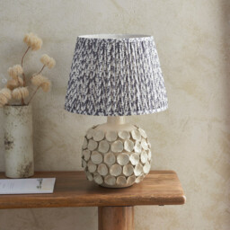Borello Ivory Crackle Glaze Table Lamp with Pearl Grey Fabric Leaf Shade 35cm B22 - thumbnail 3