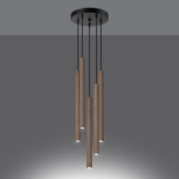 Pastelo Modern Cluster Pendant Ceiling Light Wood 5x G9 - thumbnail 3