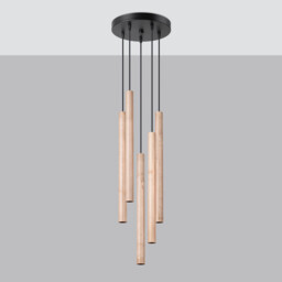 Pastelo Modern Cluster Pendant Ceiling Light Wood 5x G9 - thumbnail 2