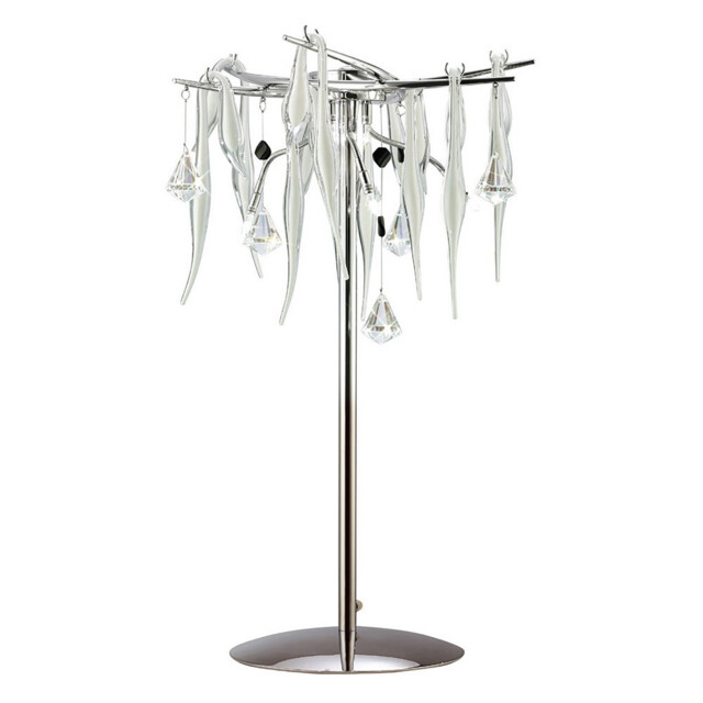 Cygnet Table Lamp 6 Light G4 Polished Chrome/White Glass/Crystal, NOT LED/CFL Compatible - image 1