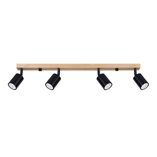 Verdo Modern Ceiling Spotlight Bar Wood, Black 4x GU10 - image 1