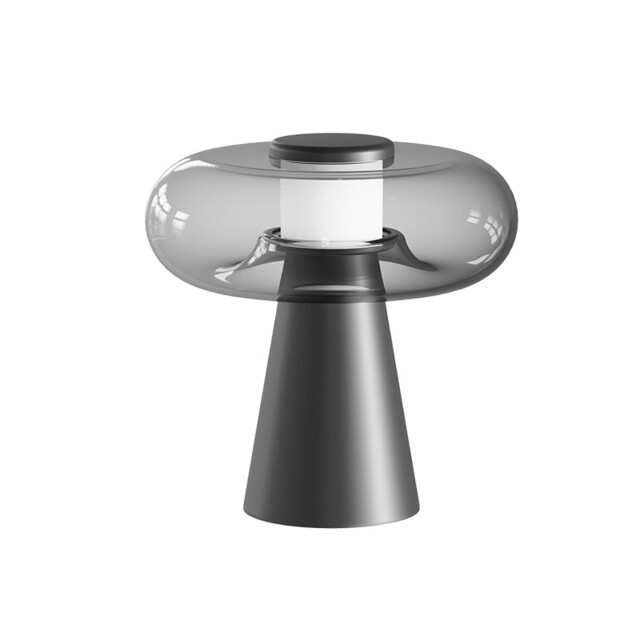 Aerisca 35cm Table Lamp Black Matt-Smoked Glass LED 3000K Dimmable - image 1