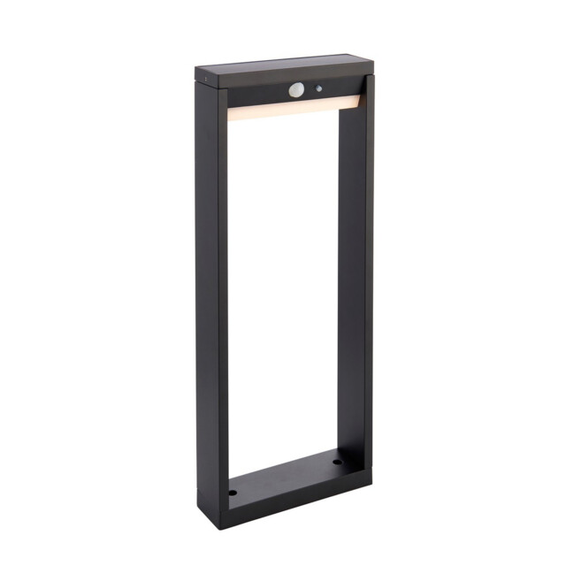 Dannah Modern Solar Powered LED Box Shaped Bollard Lamp Textured Black, PIR Motion & Day Night Sensors, Warm White, IP44 - image 1
