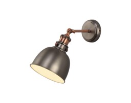 Carmel Adjustable Dome Wall Lamp, 1 x E27, Antique Silver, Copper, White - thumbnail 1