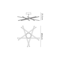 Star Ceiling 70.5cm Round 42W 3000K, 3700lm, Dimmable, Silver, Frosted Acrylic, Polished Chrome - thumbnail 2