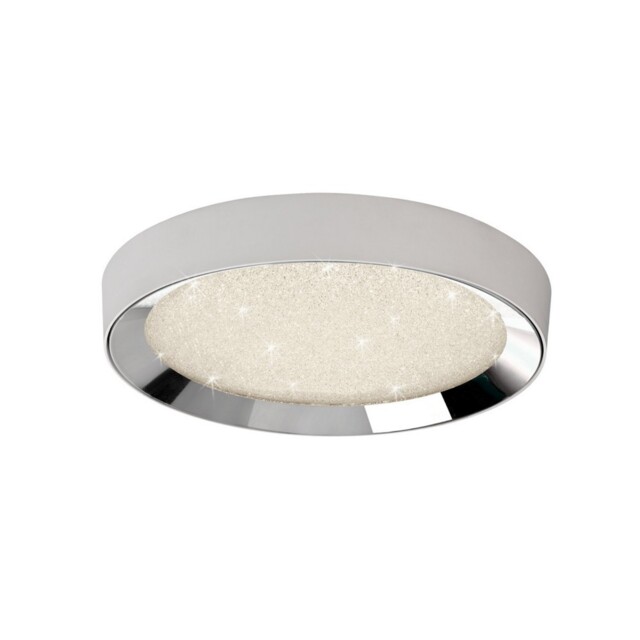 Fusion Flush Ceiling Light 50cm Round 40W LED 3000-6500K Tuneable, 1920lm, Remote Control Chrome, Acrylic - image 1