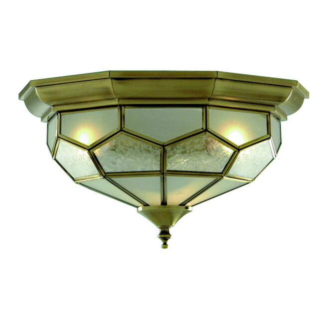 Flush Ceiling 2 Light Antique Brass, E14 - image 1