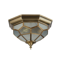 Flush Ceiling 2 Light Antique Brass, E14 - thumbnail 3