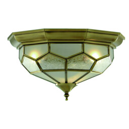 Flush Ceiling 2 Light Antique Brass, E14 - thumbnail 1