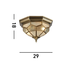 Flush Ceiling 2 Light Antique Brass, E14 - thumbnail 5