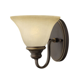 Cello 1 Light Wall Light Antique Bronze Glass Shade, E27