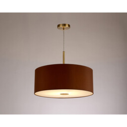 Baymont Antique Brass E27 Single Pendant With 50cm x 20cm Dual Faux Silk Shade, Raw Cocoa/Grecian Bronze - thumbnail 2