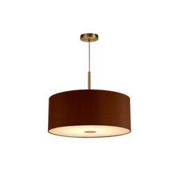 Baymont Antique Brass E27 Single Pendant With 50cm x 20cm Dual Faux Silk Shade, Raw Cocoa/Grecian Bronze - thumbnail 5
