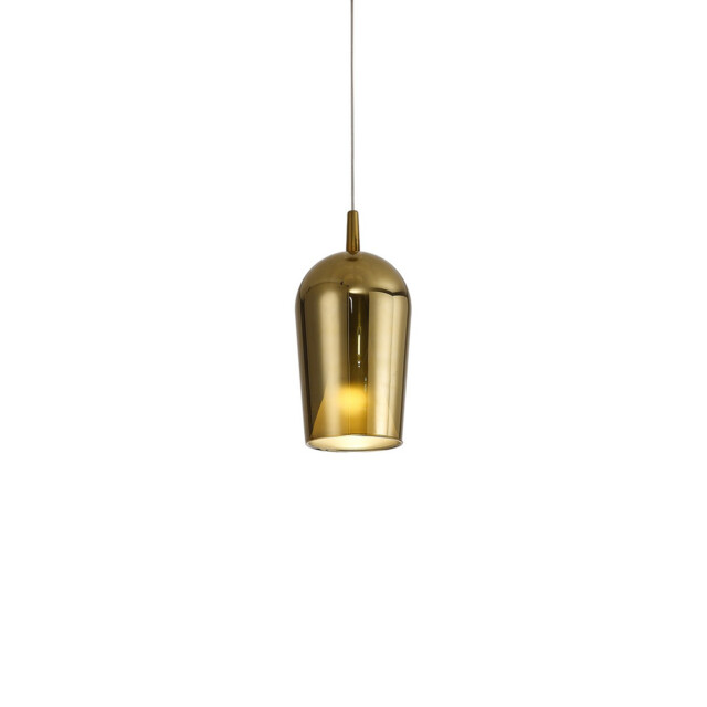 Elsa Assembly Pendant (WITHOUT PLATE) With Champagne Glass Shade, 1 Light E27, Gold Glass With Frosted Inner Cone - image 1