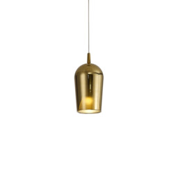 Elsa Assembly Pendant (WITHOUT PLATE) With Champagne Glass Shade, 1 Light E27, Gold Glass With Frosted Inner Cone