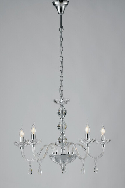 RIFLESSO 5 Light Chandeliers Chrome, Crystal 70x53cm