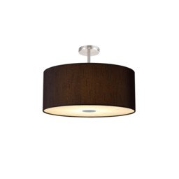Baymont Polished Chrome 5 Light E27 Drop Flush With 60cm x 22cm Faux Silk Shade, Black/White Laminate