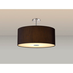 Baymont Polished Chrome 5 Light E27 Drop Flush With 60cm x 22cm Faux Silk Shade, Black/White Laminate - thumbnail 2