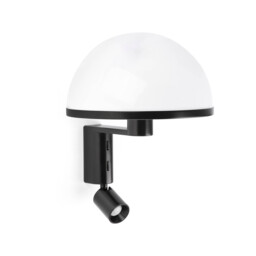Dome Reading Wall Light Satin Black, Gloss White Shade E27 - thumbnail 1