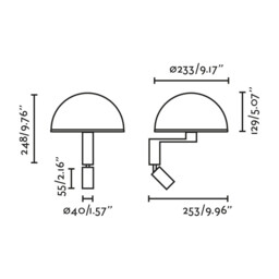 Dome Reading Wall Light Satin Black, Gloss White Shade E27 - thumbnail 3