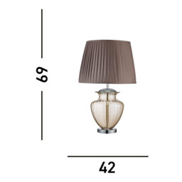 Elina 1 Light Table Lamp Chrome, Amber and Glass with Brown Pleated Shade, E27 - thumbnail 5