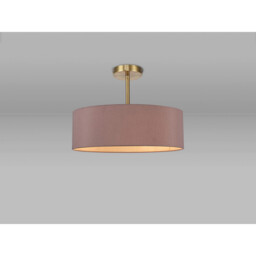 Baymont Antique Brass 5 Light E27 Semi Flush Fixture, With 45cm x 15cm Dual Faux Silk Shade, Taupe/Halo Gold - thumbnail 2