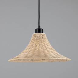Savannah Rattan Large Dome Pendant, Matte Black - thumbnail 1