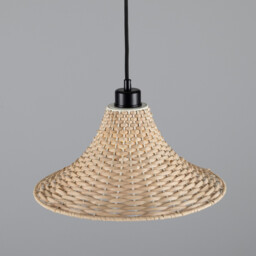 Savannah Rattan Large Dome Pendant, Matte Black - thumbnail 2